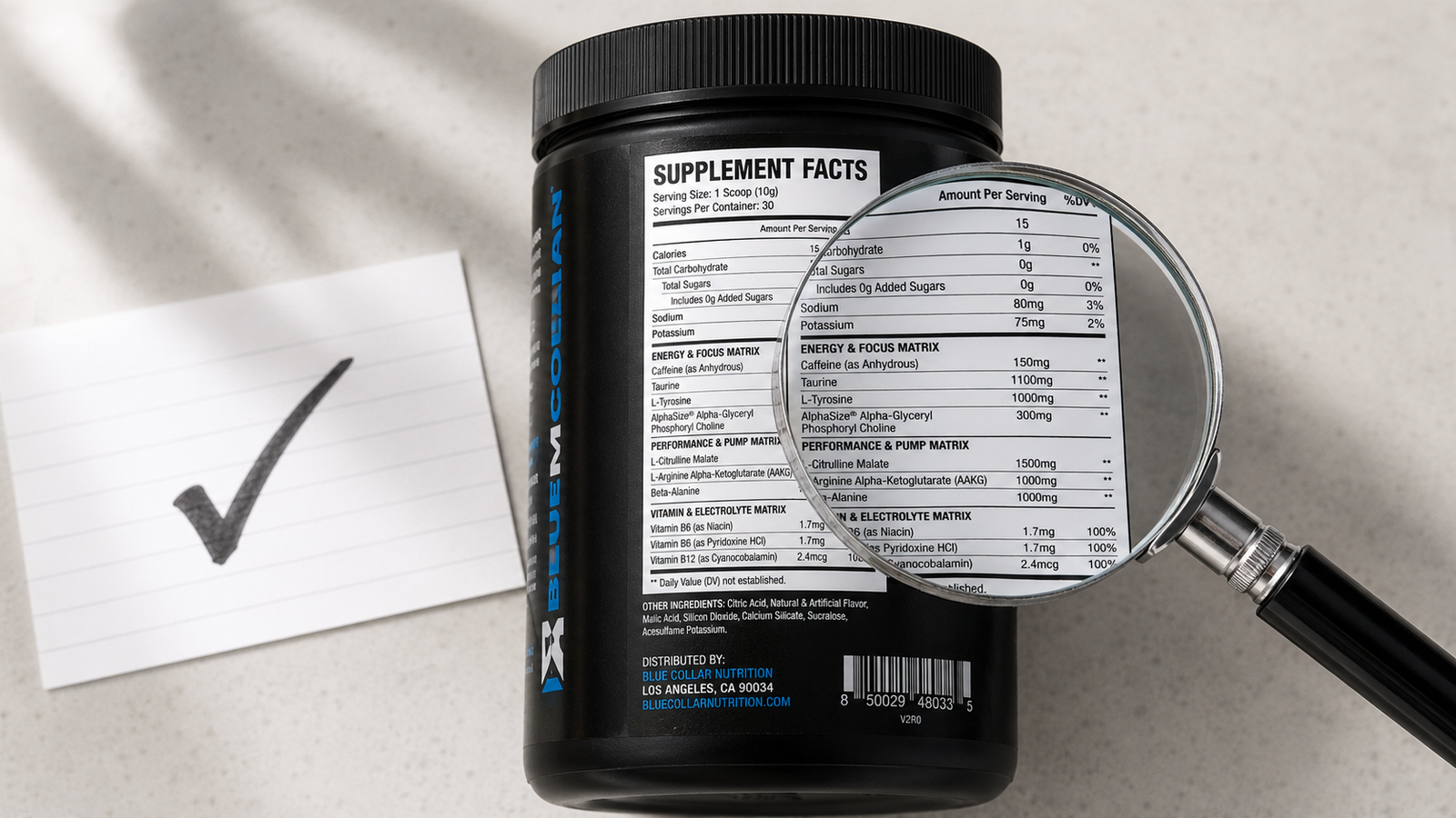 Clean energy drinks — Before Work Fuel supplement facts label showing transparent ingredients with no proprietary blends