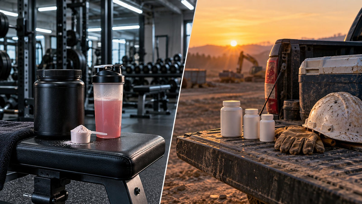 Dad Bod Destroyer Stack review comparing a gym pre-workout stack to a workday supplement stack for men with physical jobs