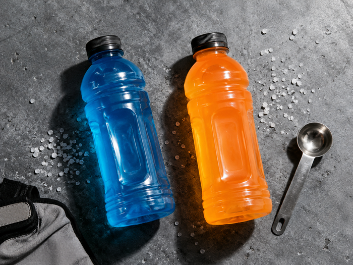 Powerade and Gatorade sports drink electrolyte comparison showing sodium, potassium, magnesium and calcium per 12 oz
