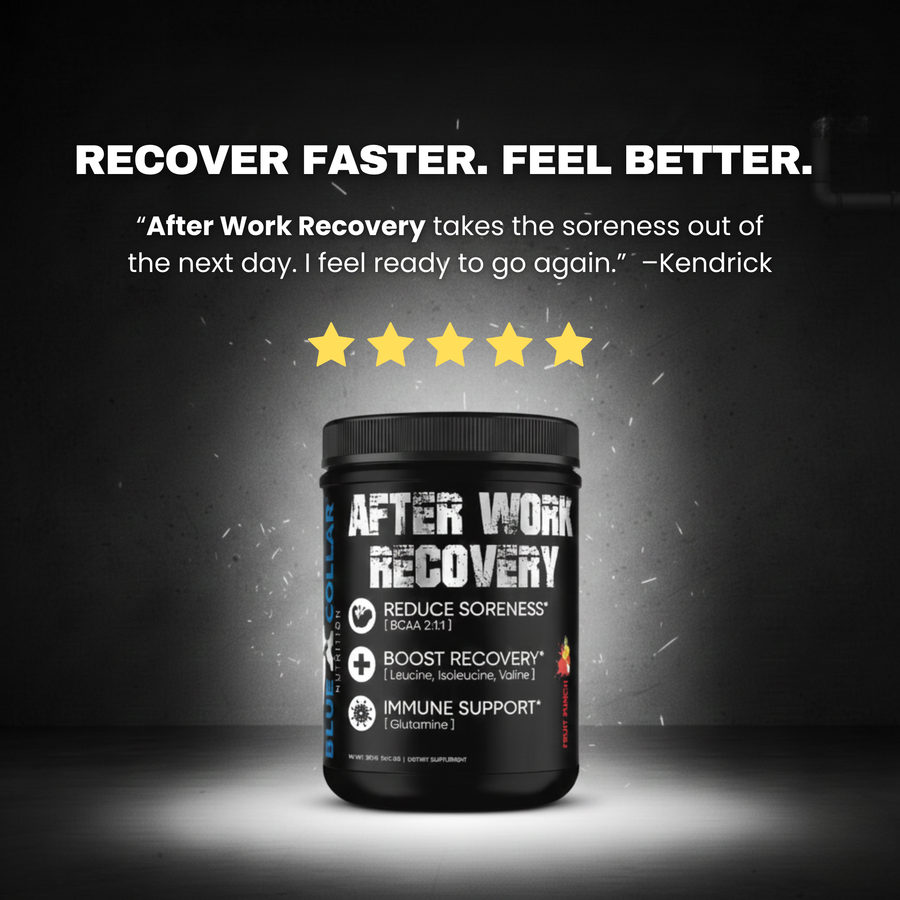 After Work Recovery five-star customer review — recovery supplement for tradespeople and hard workers