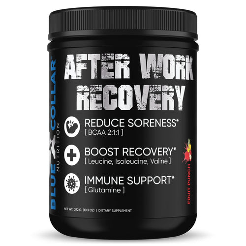 BCN After Work Recovery Fruit Punch — BCAA and glutamine recovery supplement for hard workers, 45 servings
