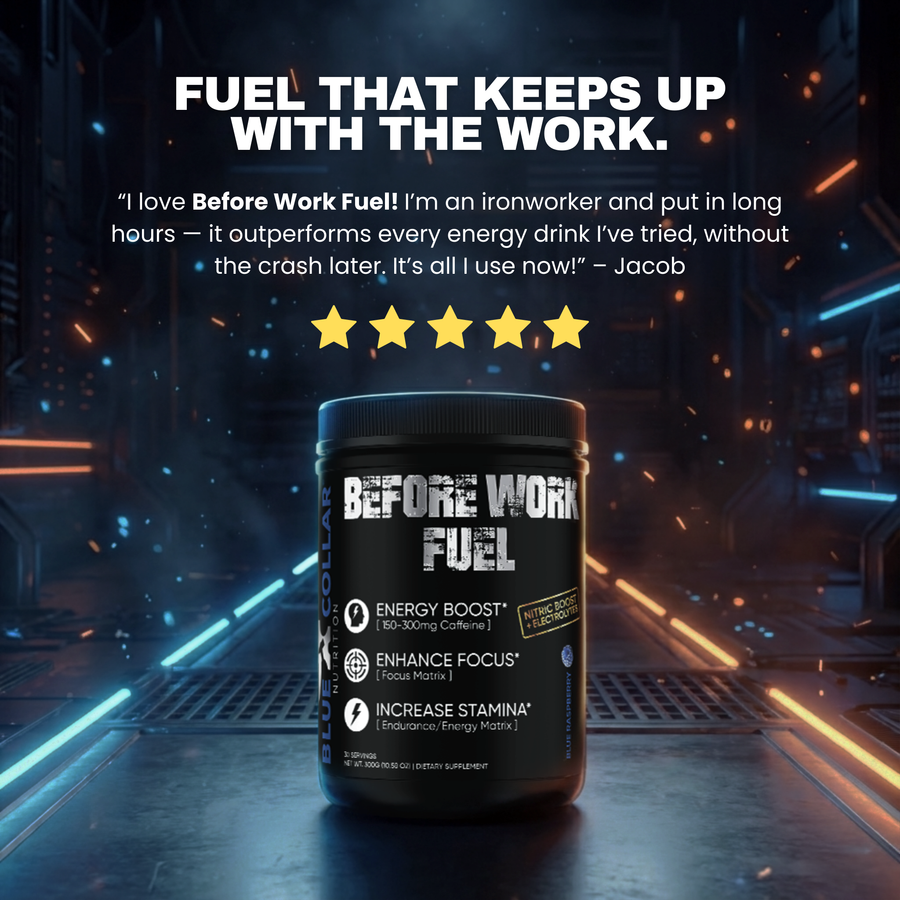 Before Work Fuel five star customer review from an ironworker for long shifts