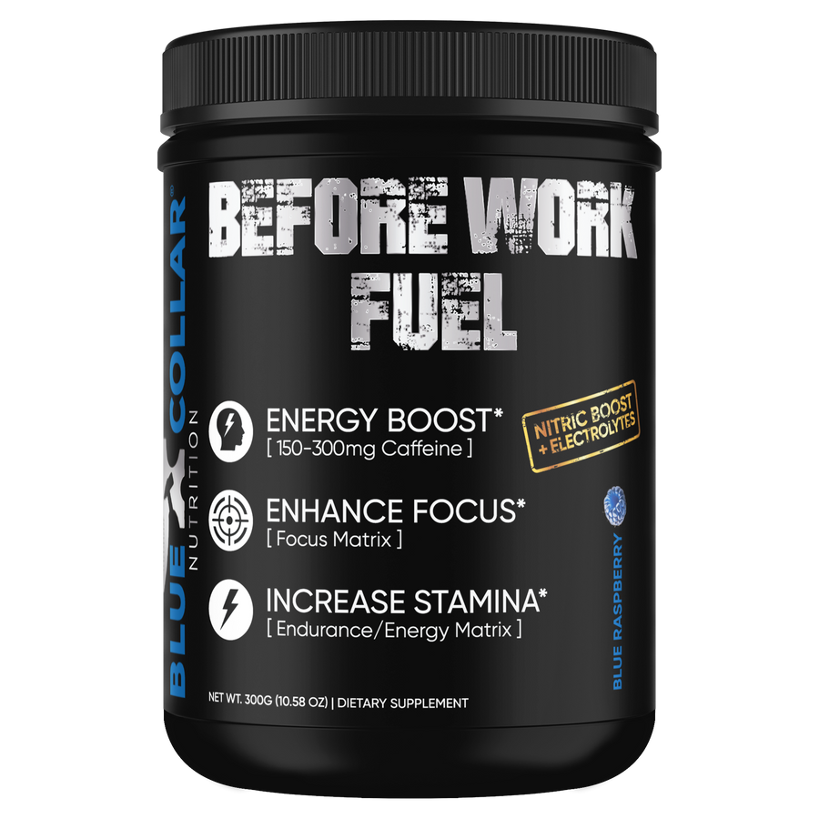 Before Work Fuel powdered energy drink blue raspberry flavor, 300g jar