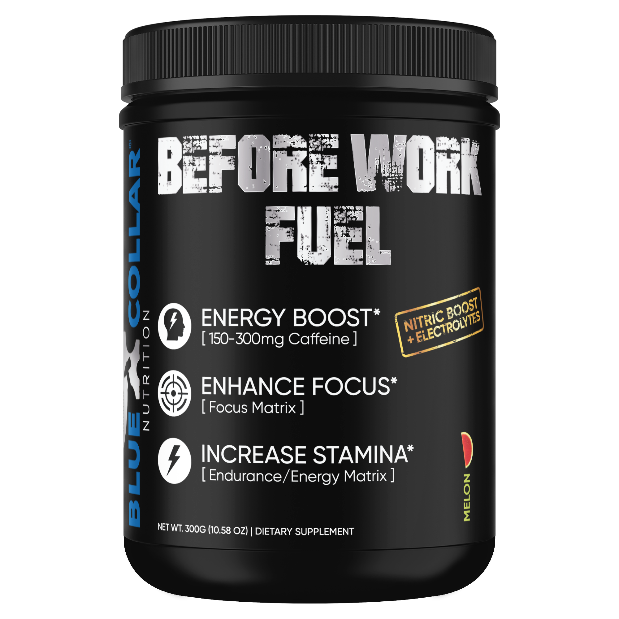 Before Work Fuel powdered energy drink jar, Melon flavor, 30 servings