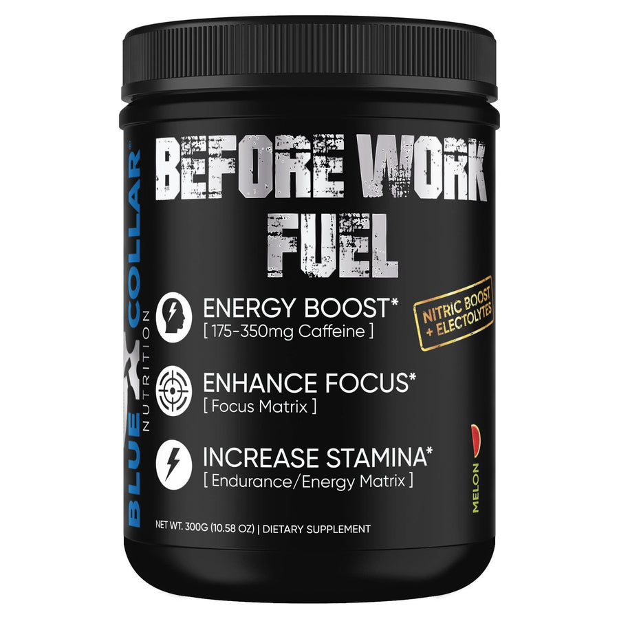 Before Work Fuel Melon flavor powdered energy drink, 300g tub with 30 servings