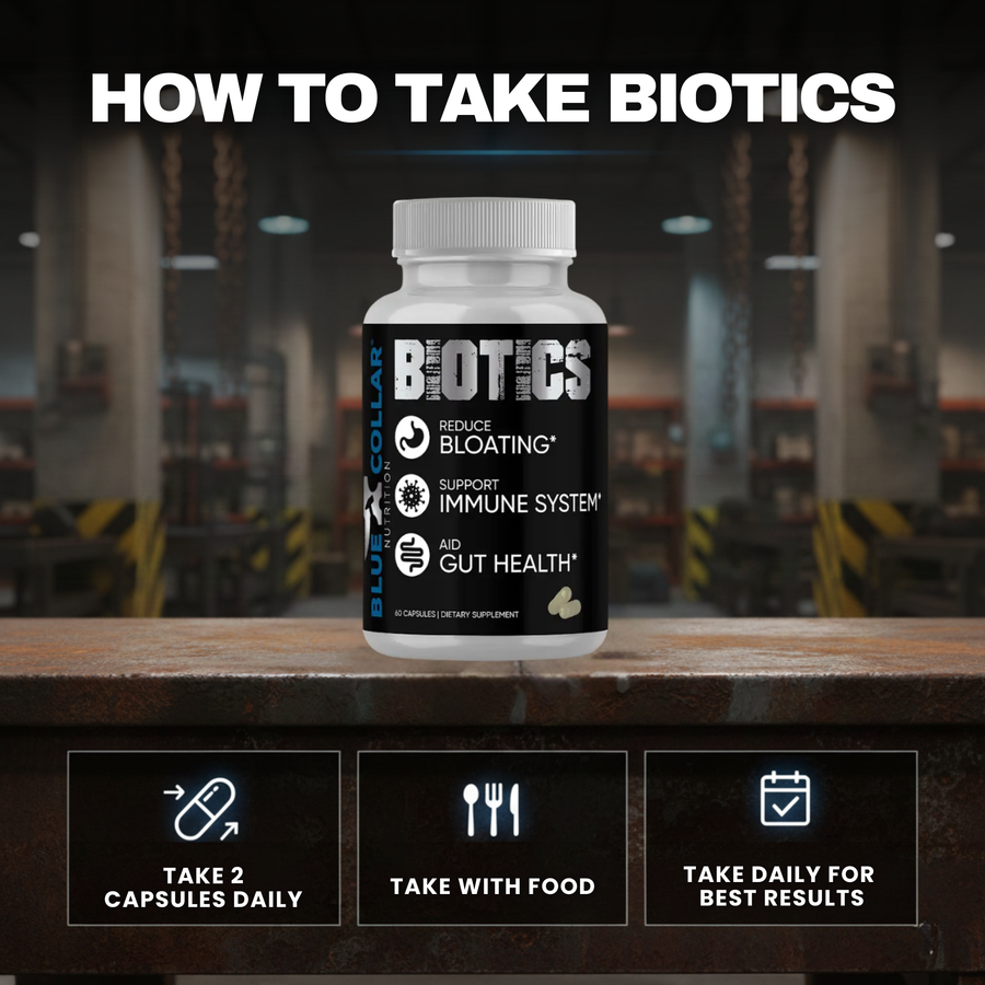 How to take Biotics: 2 capsules daily, taken consistently for best gut health results