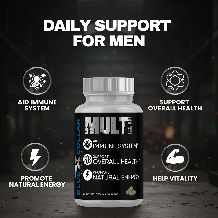 Multi Men's benefits — aid immune system, support overall health, promote natural energy, help vitality