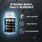 "STRONG BODY. DAILY SUPPORT." with the bottle and callouts: JOINT SUPPORT, BRAIN HEALTH, CELLULAR REPAIR