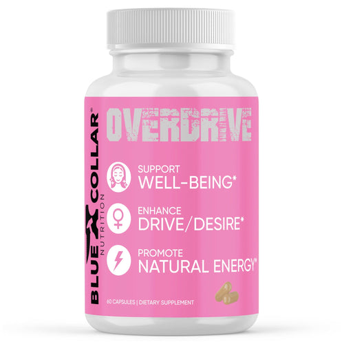 Overdrive Women's natural drive and energy supplement bottle