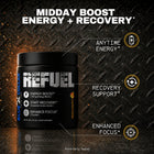Blue Collar Nutrition Refuel energy and recovery powder, peach mango, 360 grams, supporting anytime energy, recovery, and focus for blue collar workers.